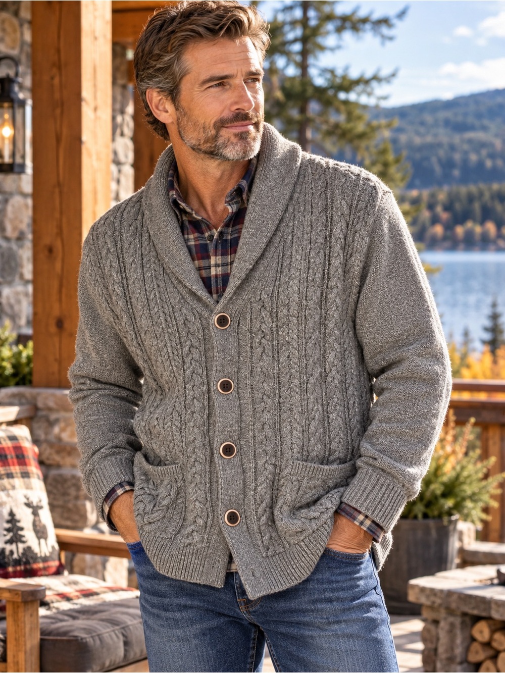 Tommy Bahama cotton cable knit papa cardigan